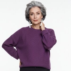 Illusory Women's Wool Blend Cozy Purple Sweater Hand Washable 2XL EUC